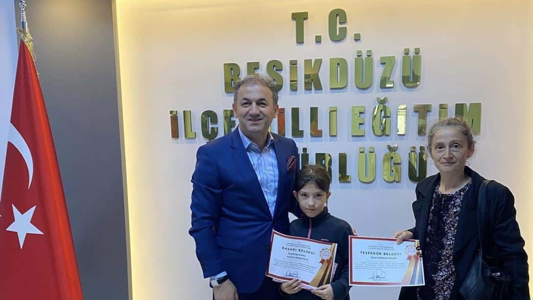 Dilimizin Zenginlikleri Projesi'nde İl İkincisi Olan Öğrencimize Belge Verdik